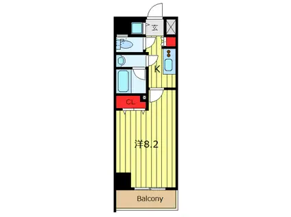ラヴェニール町屋(1K/2階)の間取り写真