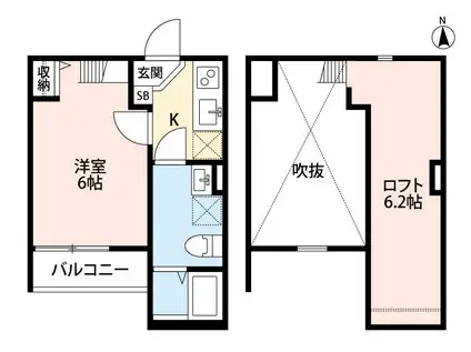 ヴァイスハイト平野(1K/1階)の間取り写真