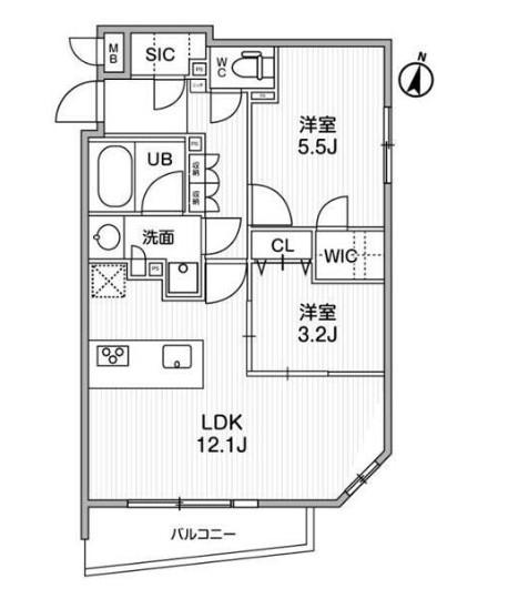 ルネサンスコート学芸大学(2LDK/4階)の間取り写真