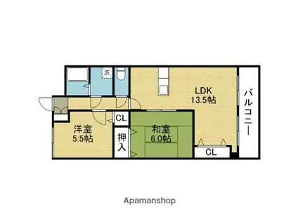SENSE巽(2LDK/3階)の間取り写真