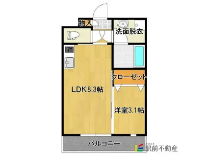 アクアグリーン武雄(1LDK/1階)の間取り写真