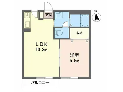 フレグランス東桜山(1LDK/2階)の間取り写真