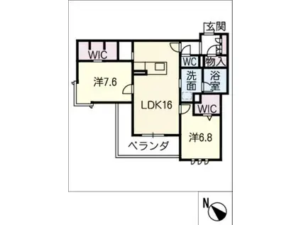ロンドヴェルチュ川名(2LDK/3階)の間取り写真