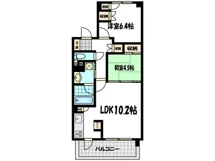 御所西新町通パークホームズ(2LDK/4階)の間取り写真