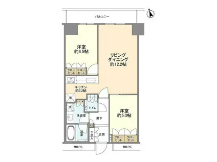 ザ・パークハウス新宿タワー(2LDK/14階)の間取り写真