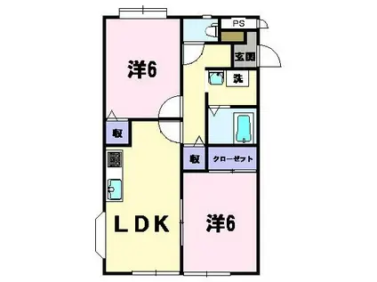 フォワイエ B棟(2LDK/1階)の間取り写真