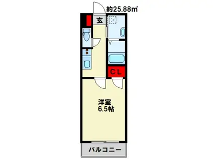 ギャラン陣原(1K/2階)の間取り写真