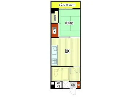 ダイアパレス三鷹(1DK/4階)の間取り写真