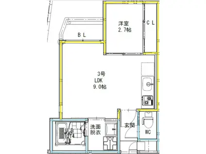 G-SMART坪井(1LDK/1階)の間取り写真