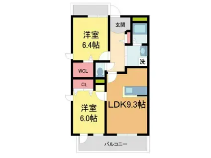 コモド西宮(2DK/6階)の間取り写真