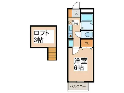 FLAT・YMT(1K/2階)の間取り写真