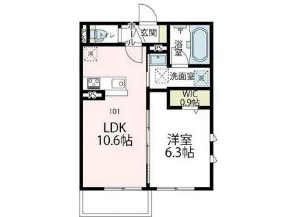 ヴァローレV(1LDK/1階)の間取り写真