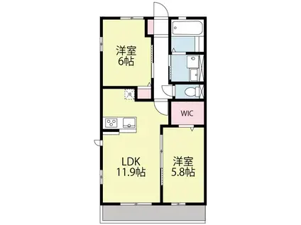ロワジールB(2LDK/1階)の間取り写真