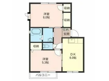 アンタレス北野C(2DK/1階)の間取り写真