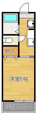 ルーブル折尾(1K/1階)の間取り写真
