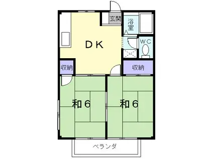 シティハイツ山田(2DK/2階)の間取り写真
