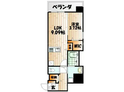 SOLUNA旦過 マーケットプレイス(1LDK/15階)の間取り写真