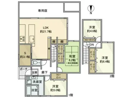 ガーデン南山手1号棟(4SLDK/1階)の間取り写真