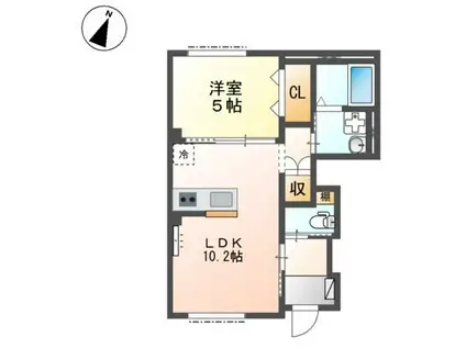 パレス北野(1LDK/1階)の間取り写真