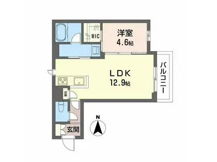 ユーグレイス東島田(1LDK/2階)の間取り写真