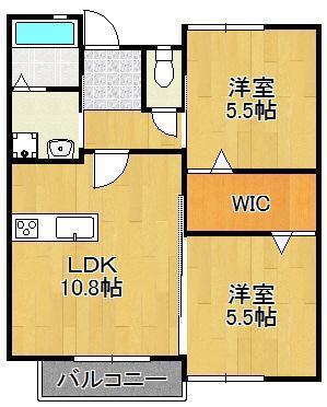 マキハウスII(2LDK/1階)の間取り写真