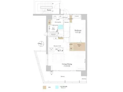 ウメキタテラス(1LDK/6階)の間取り写真