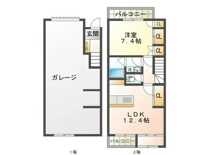 REBORN新町(1SLDK/2階)の間取り写真