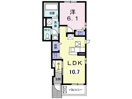 アンソレイェひまわりB(1LDK/1階)の間取り写真