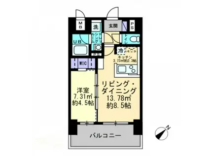 ルスト栗林町(1LDK/5階)の間取り写真