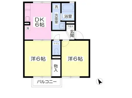 リバーサイド・アイルC(2DK/1階)の間取り写真