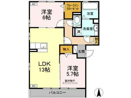 メープルハウス(2LDK/2階)の間取り写真