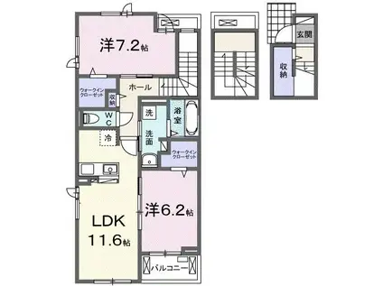 アッセンブル(2LDK/3階)の間取り写真