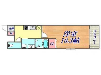 フジパレス小河通5番館(1K/3階)の間取り写真