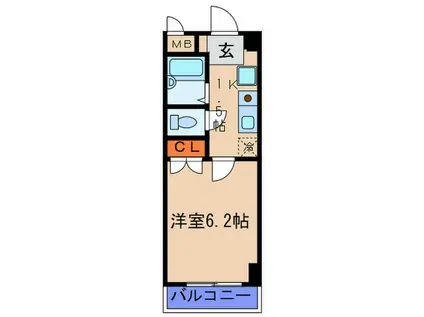 クリスタル・ヴィラ(1K/4階)の間取り写真