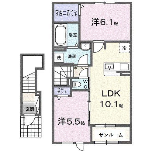 プラネッツ・リラン II(2LDK/2階)の間取り写真