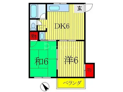 エントピア(2DK/2階)の間取り写真