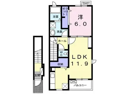 グラース・TYII(1LDK/2階)の間取り写真
