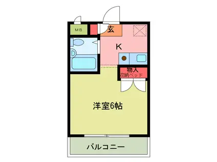 シティホームズ若葉(1K/4階)の間取り写真