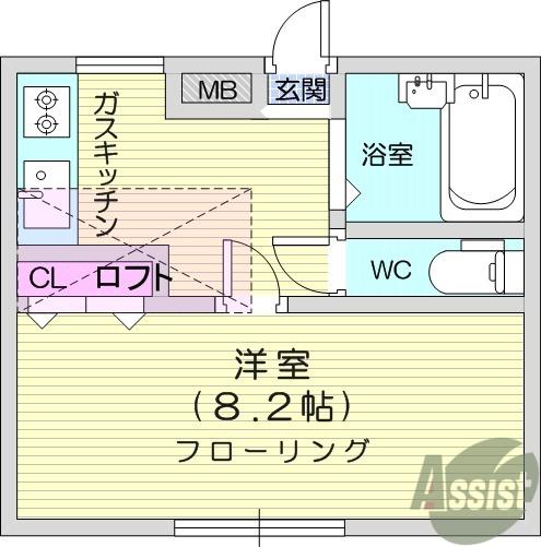パル柏木(1K/2階)の間取り写真