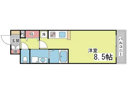 エヴァステージ神戸六甲(1K/11階)の間取り写真