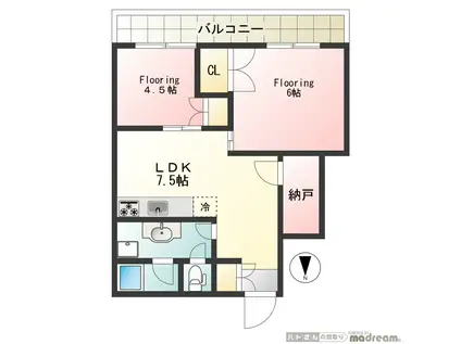 佐々木ビル(2SLDK/6階)の間取り写真