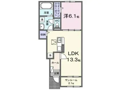 サニーコリーヌ(1LDK/1階)の間取り写真