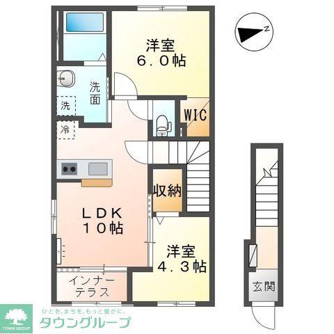 リョウエン(2LDK/2階)の間取り写真