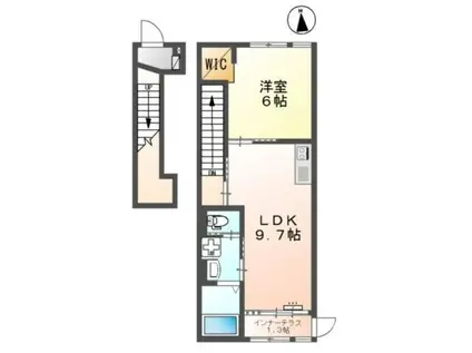 山科区四ノ宮アパート(1LDK/2階)の間取り写真
