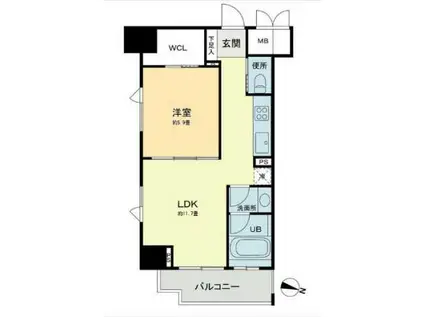 ベルファース本郷弓町(1LDK/11階)の間取り写真