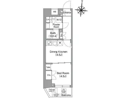 コンフォリア・リヴ木場イーストII(1DK/7階)の間取り写真