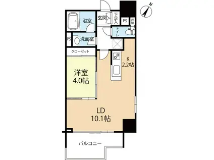 ラクレイス西新(1LDK/3階)の間取り写真