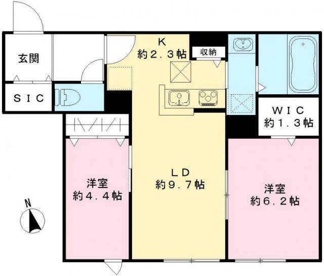 ル シエル(2LDK/1階)の間取り写真