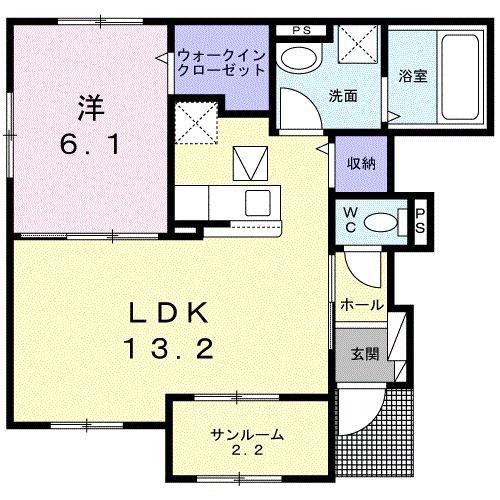ハルモニア(1LDK/1階)の間取り写真