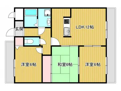 グランドールY(3LDK/4階)の間取り写真
